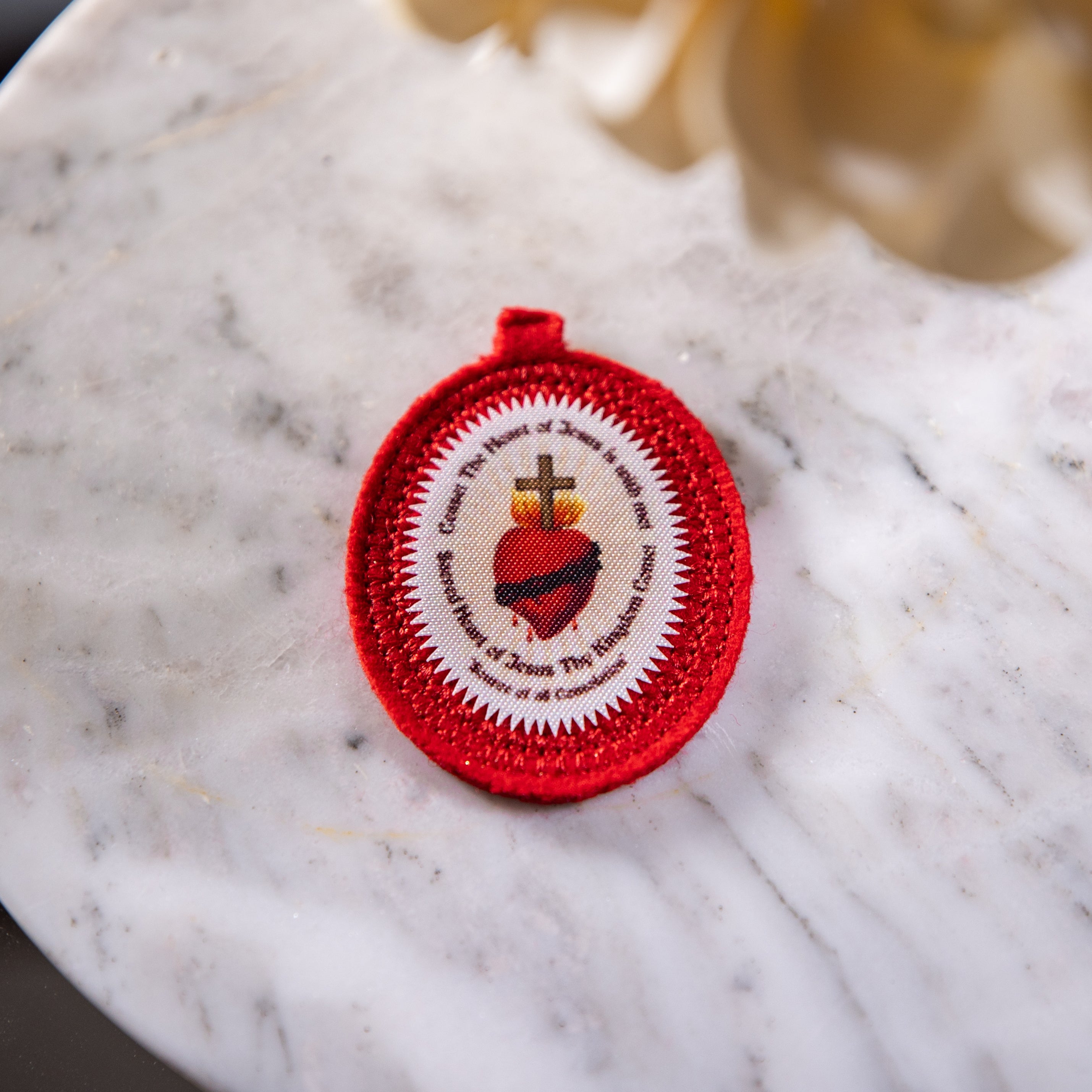 Scapular - Red - Sacred Heart - Pure Wool