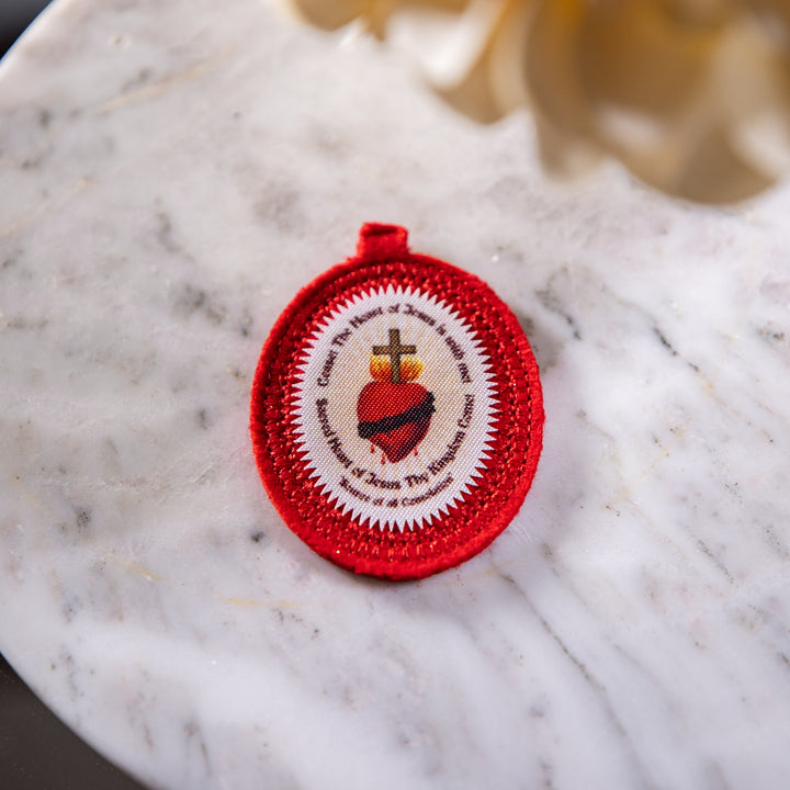 Scapular - Red - Sacred Heart - Pure Wool