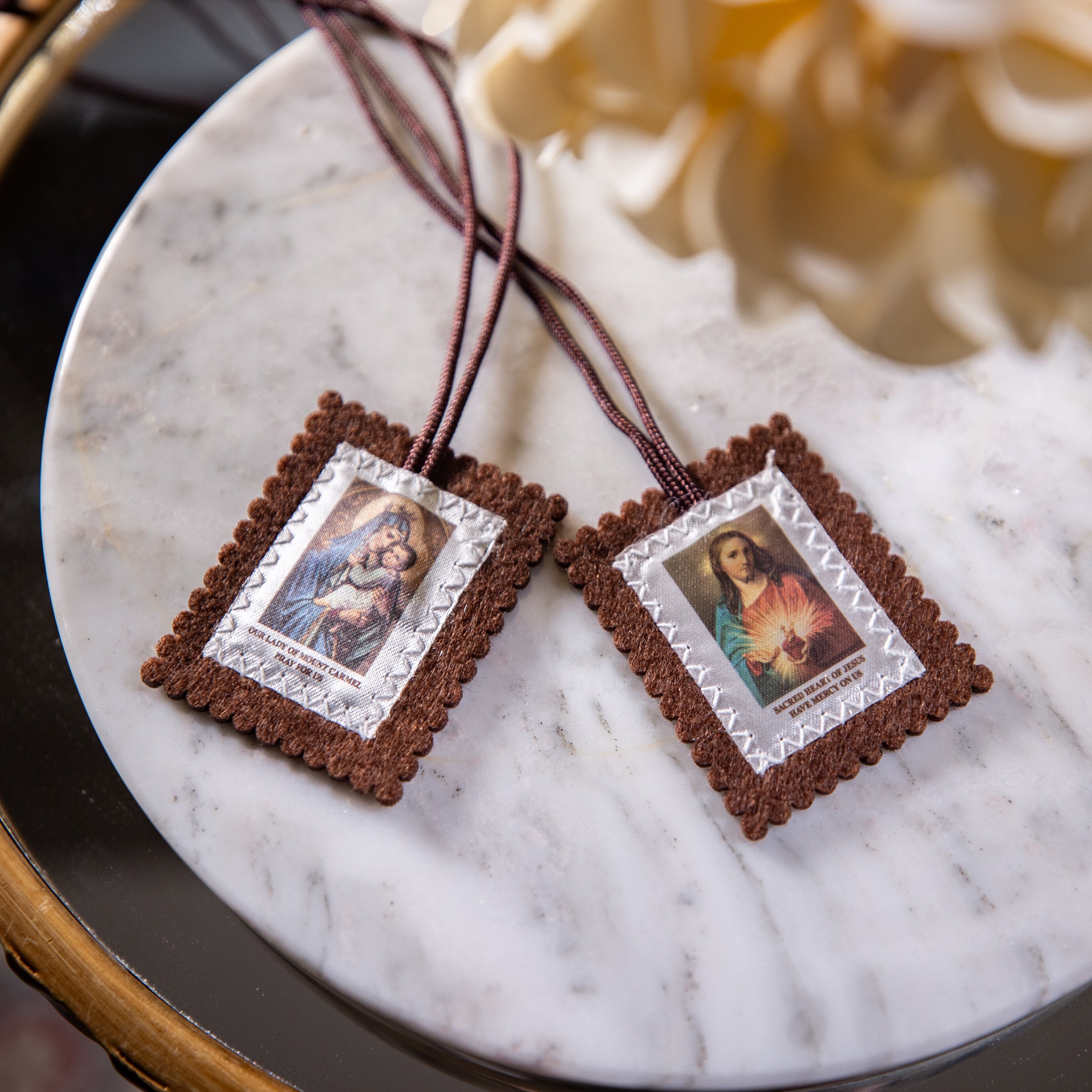 Brown Scapular - SHJ & OL Mt Carmel - Colored Image - 1.5"x2"