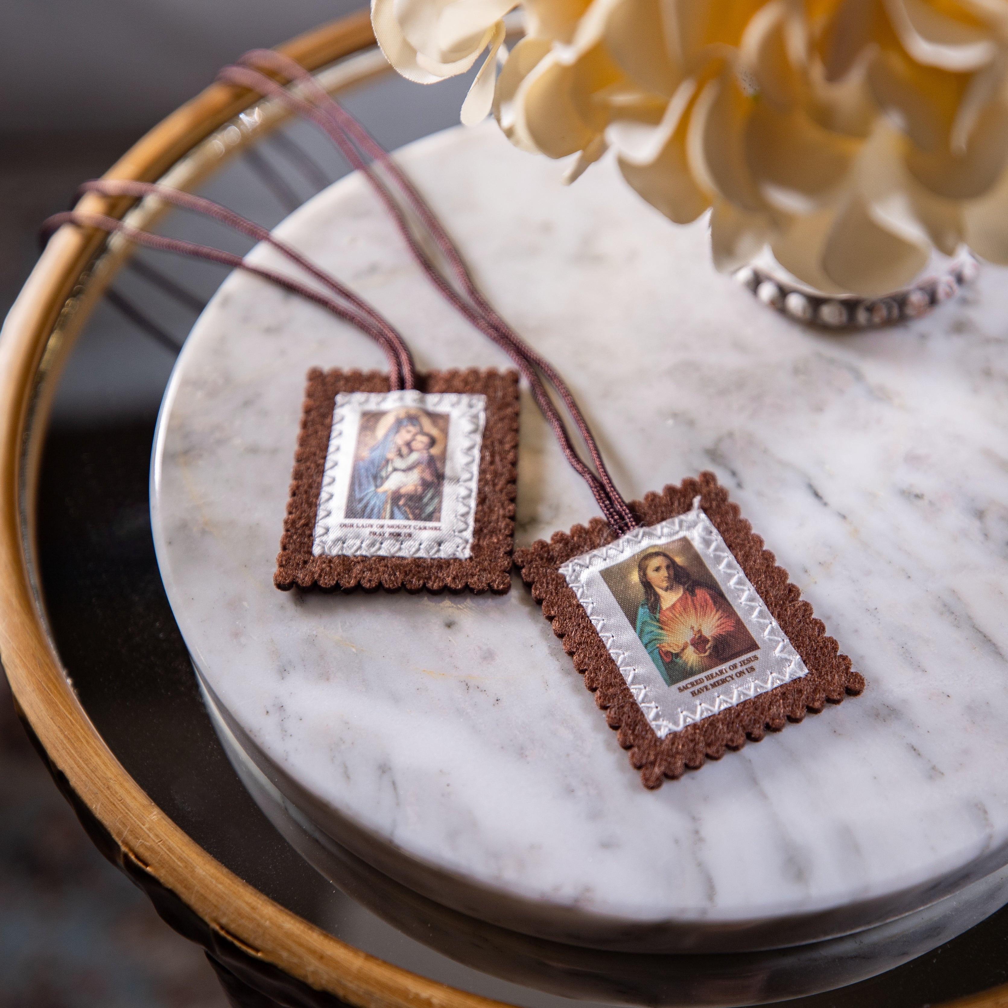 Brown Scapular - SHJ & OL Mt Carmel - Colored Image - 1.5"x2"