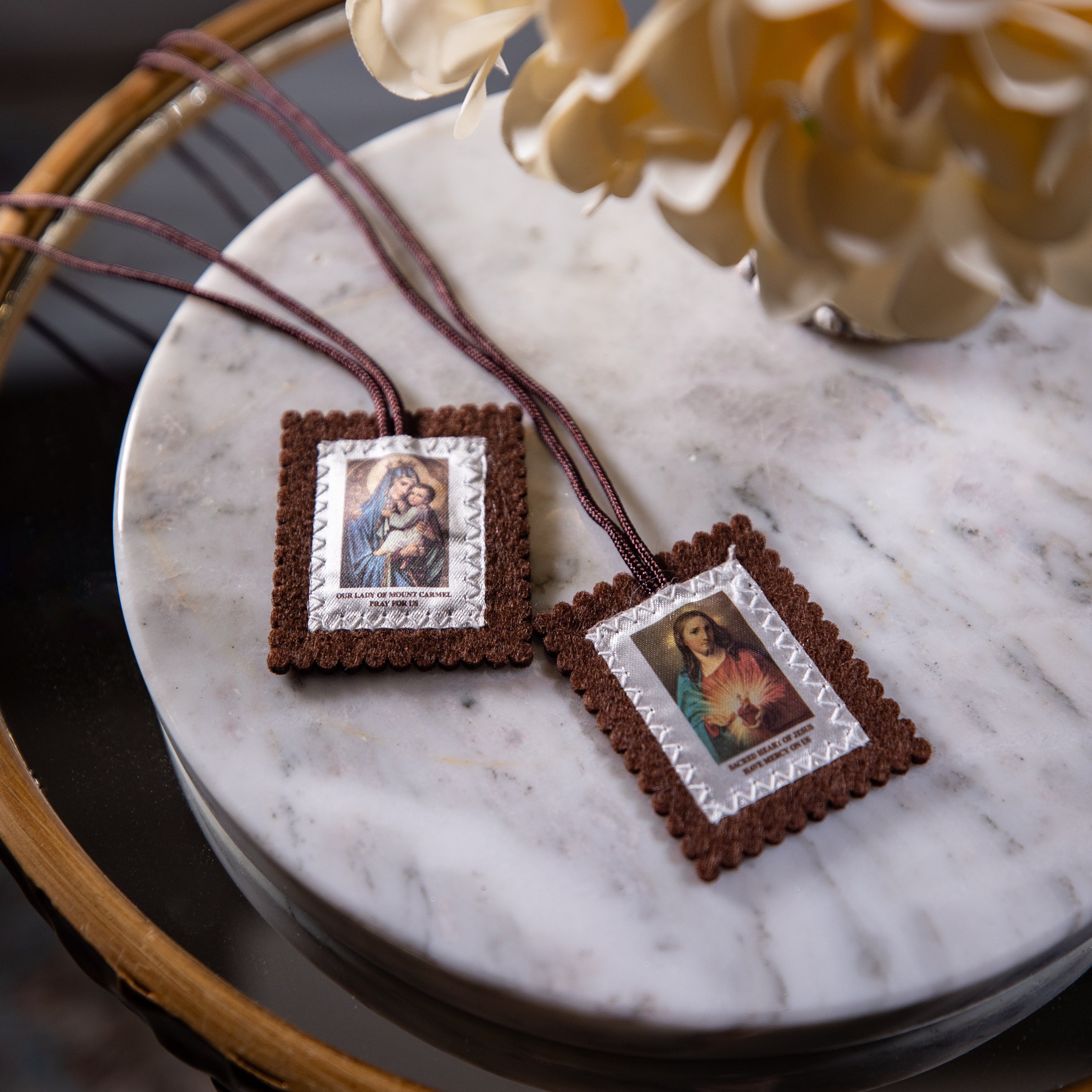 Brown Scapular - SHJ & OL Mt Carmel - Colored Image - 1.5"x2"