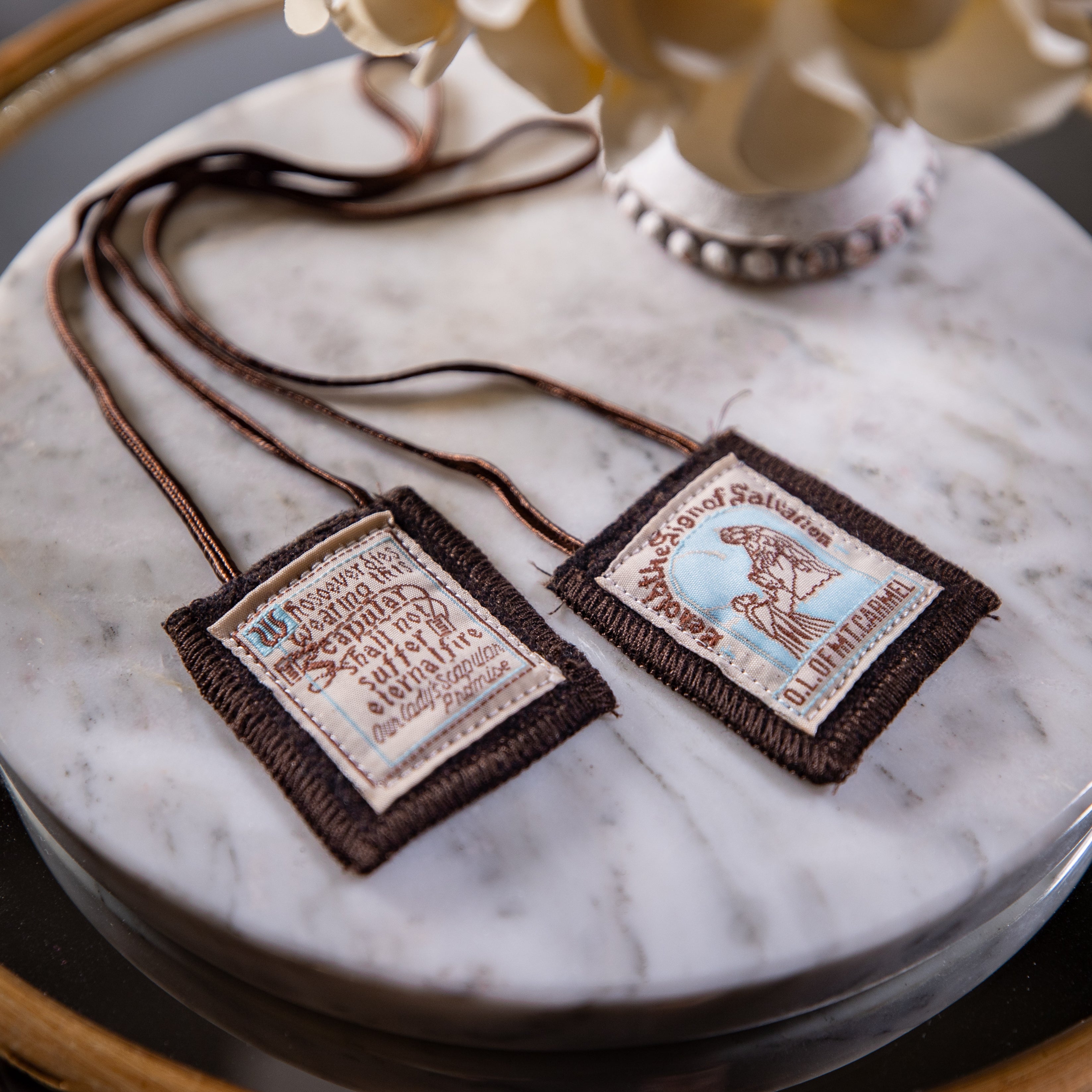 Scapular - Brown/OLMC - Genuine Wool - 1.75"x2"
