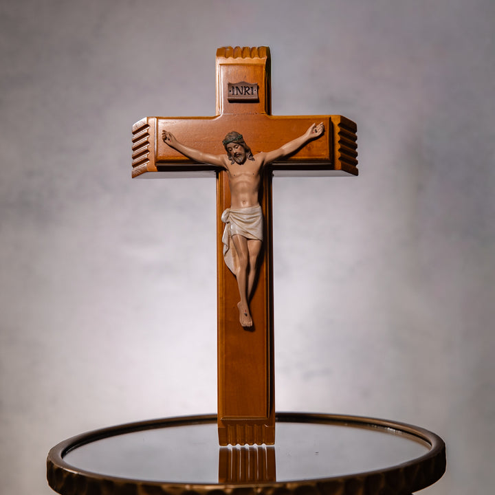 Sick Call Crucifix - 13" - Color Corpus - Resin/Glass - Wood - Candles/HW Bottle