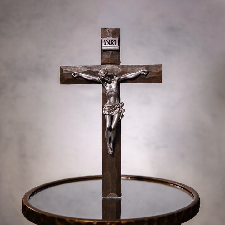 Crucifix - Silver Corpus - Resin - 11.5"