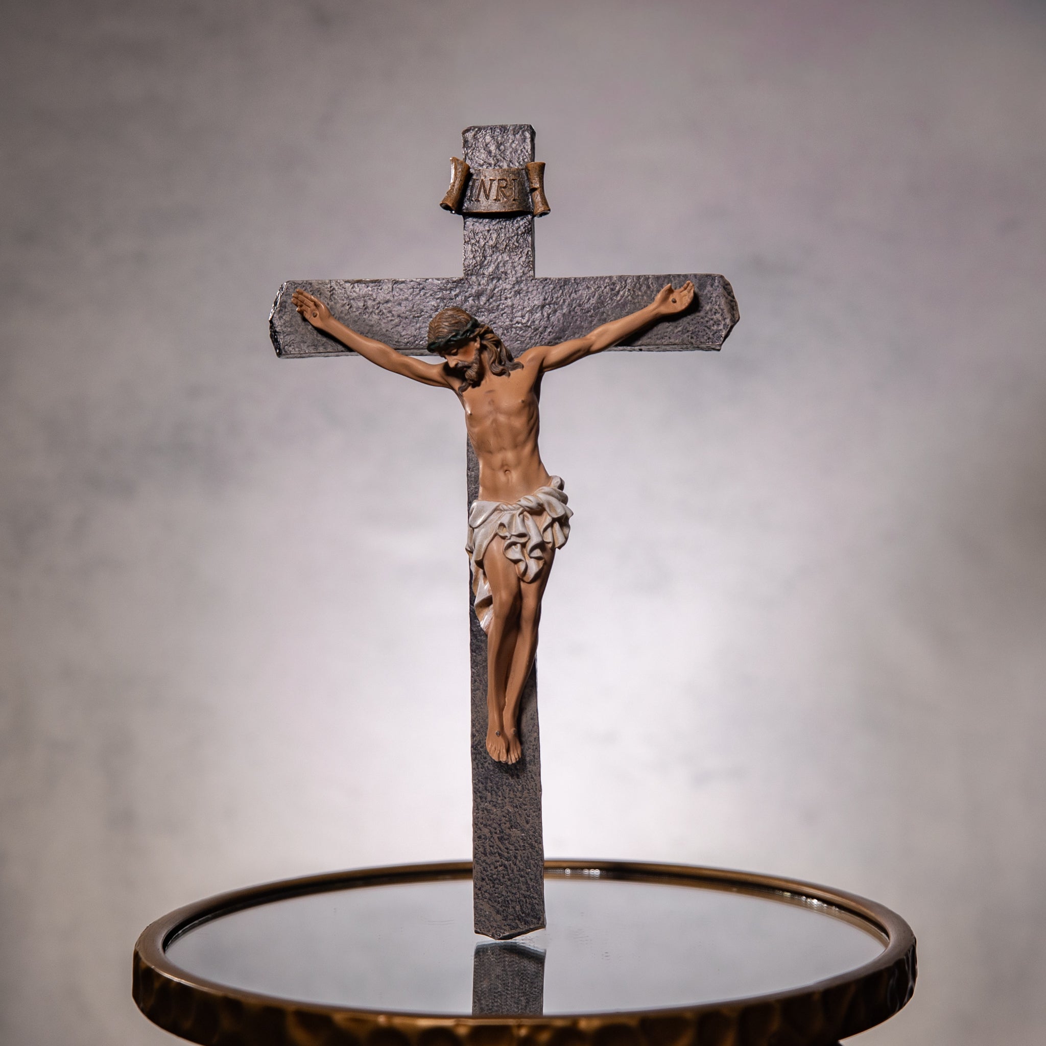 Crucifix - 13.25"H Color Corpus - Resin/Stone Mix