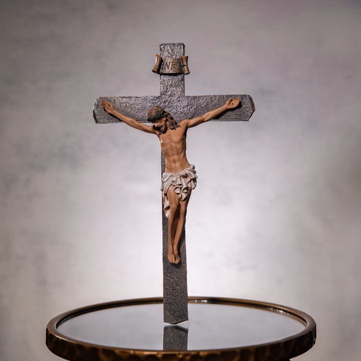 Crucifix - 13.25"H Color Corpus - Resin/Stone Mix