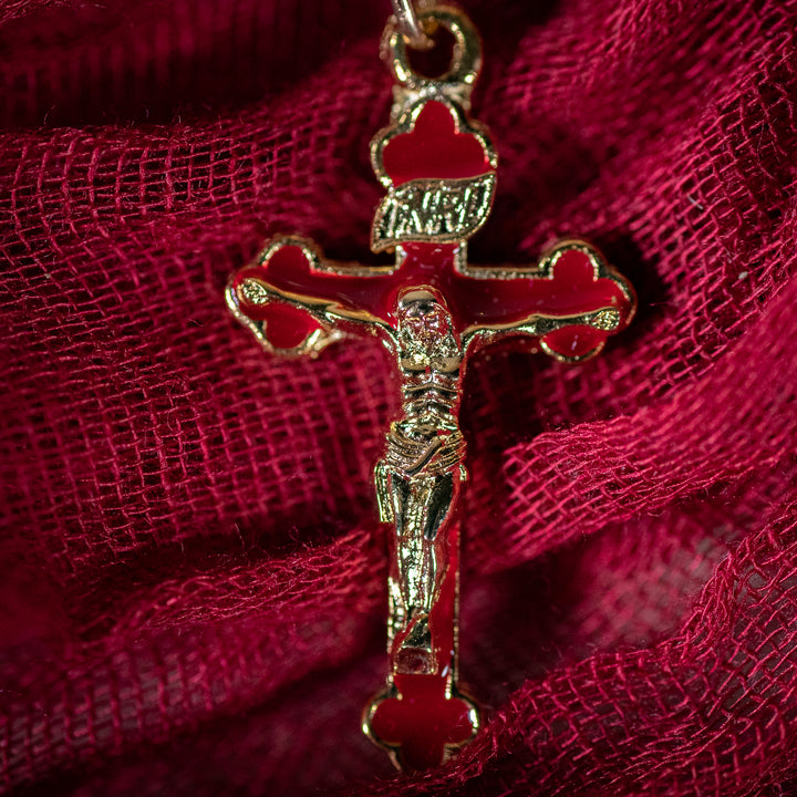 Gold Plated w/Red Epoxy Crucifix