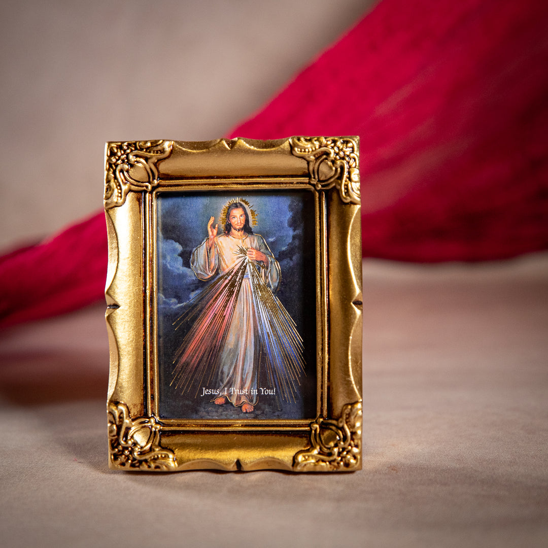 Divine Mercy Image with Antique Gold Frame