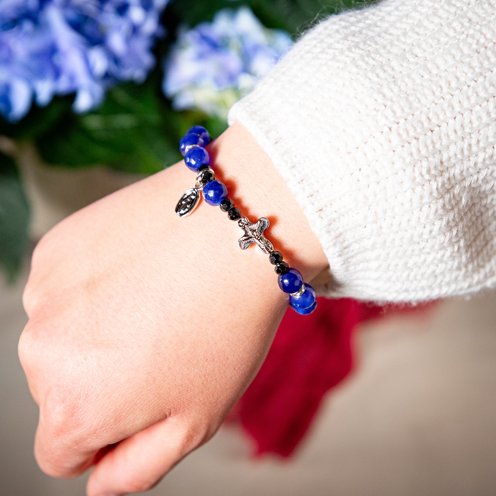 Blue Agate Rosary Bracelet