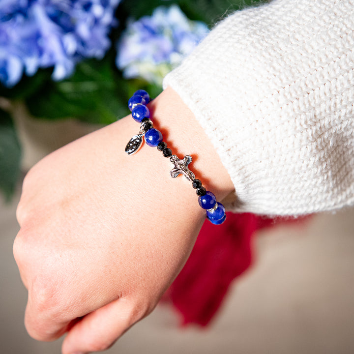 Blue Agate Rosary Bracelet