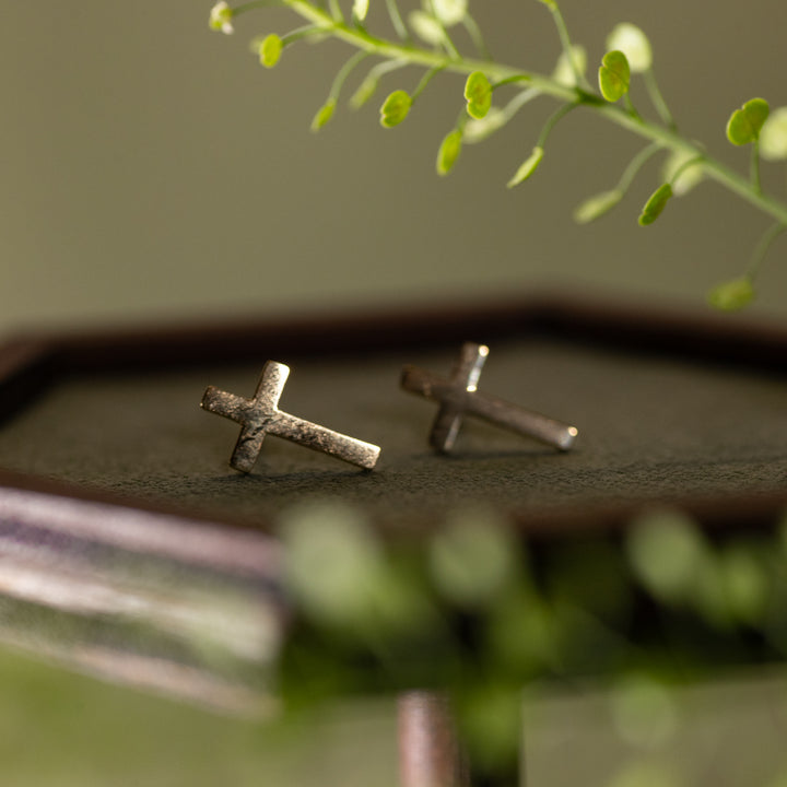 Earrings - Cross - Stainless Steel - Gold - Studs