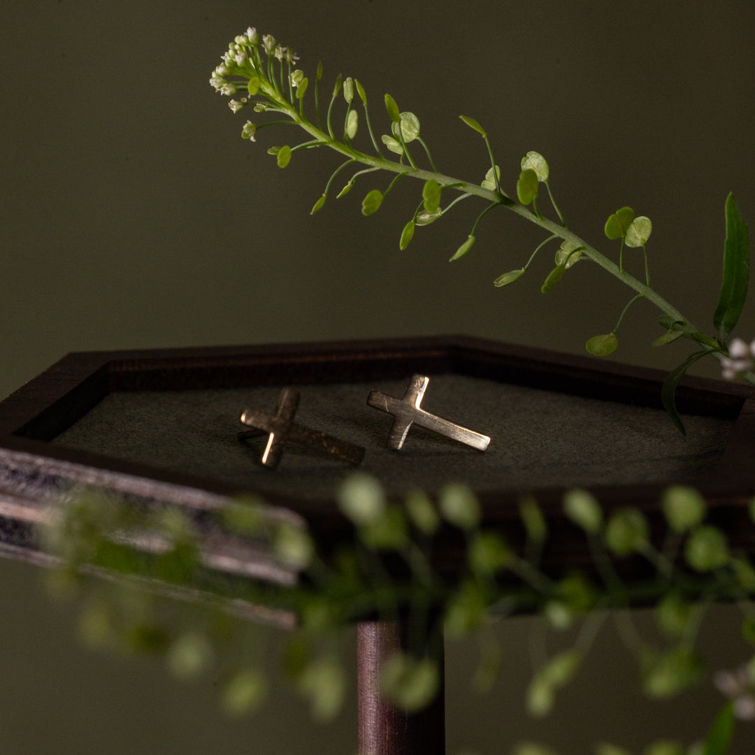 Earrings - Cross - Stainless Steel - Gold - Studs