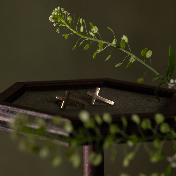 Earrings - Cross - Stainless Steel - Gold - Studs