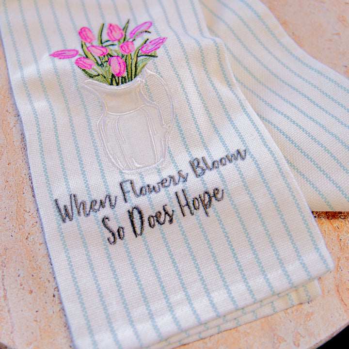 Embroidered Tulip Towel