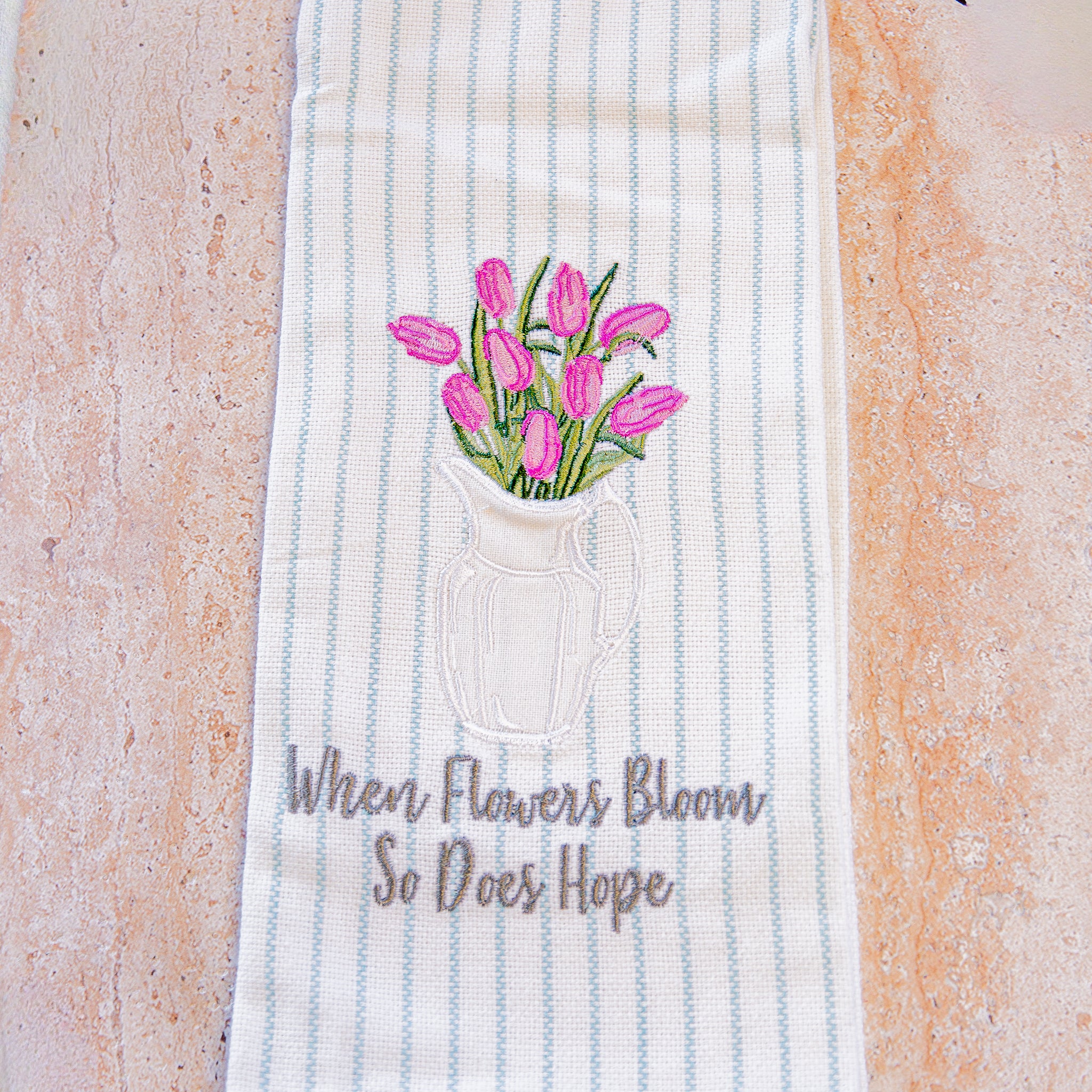Embroidered Tulip Towel