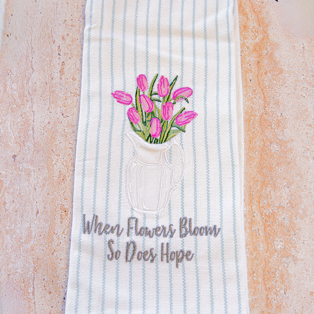 Embroidered Tulip Towel