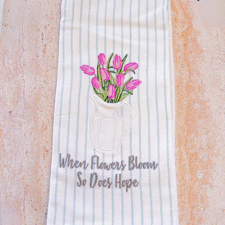 Embroidered Tulip Towel