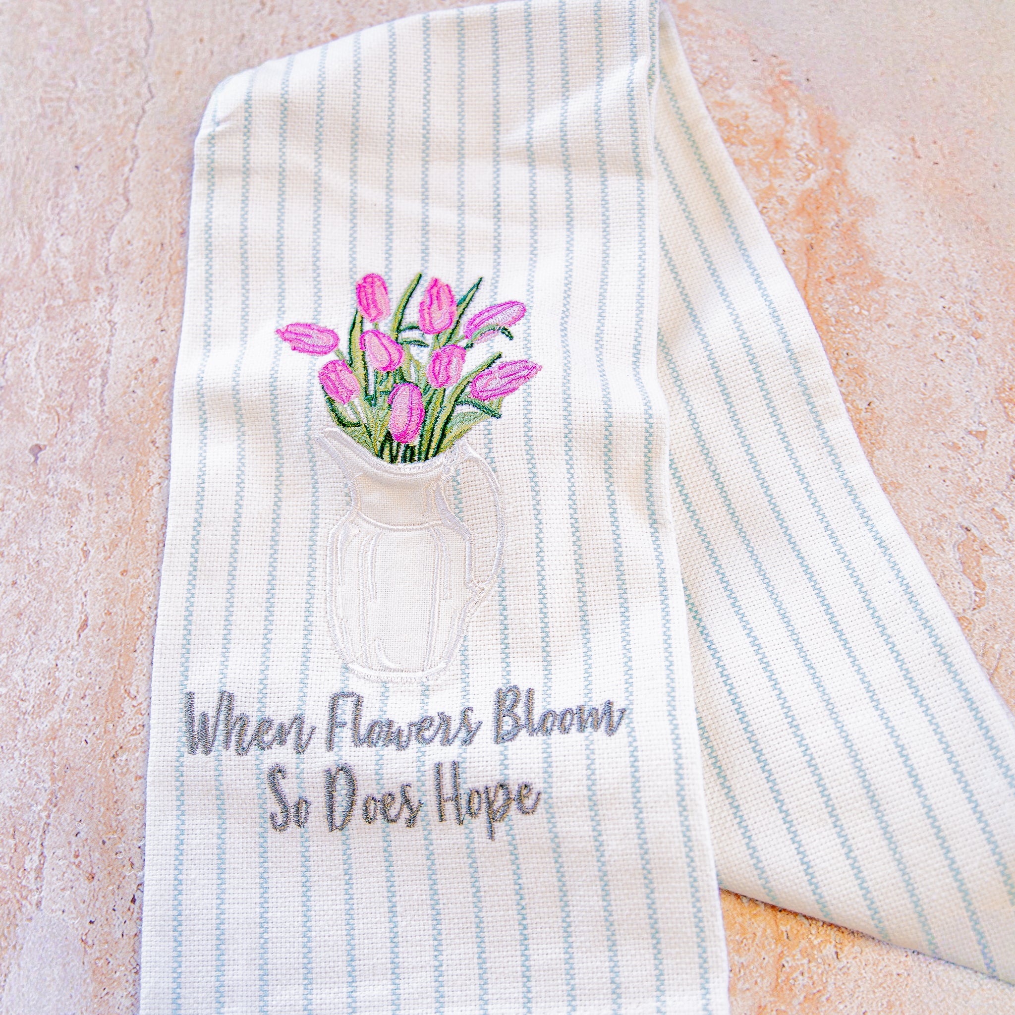 Embroidered Tulip Towel