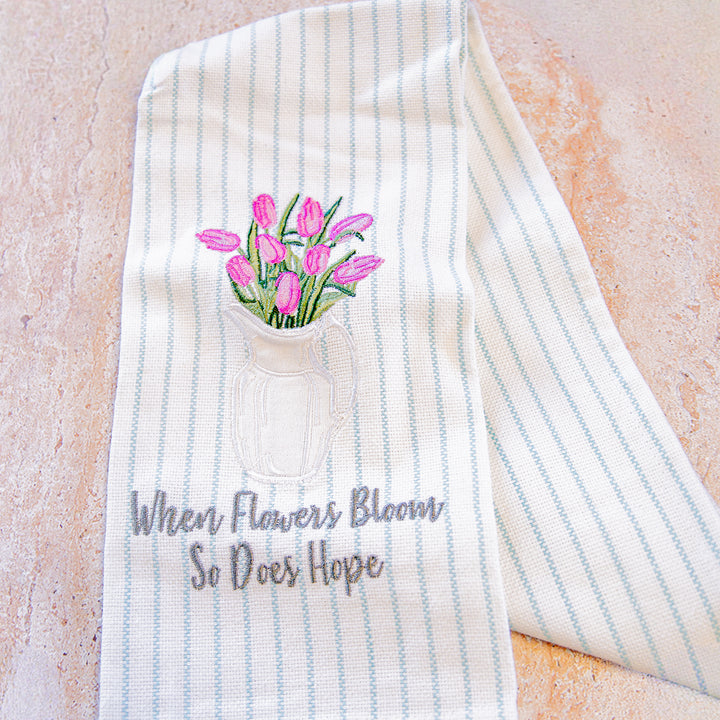 Embroidered Tulip Towel