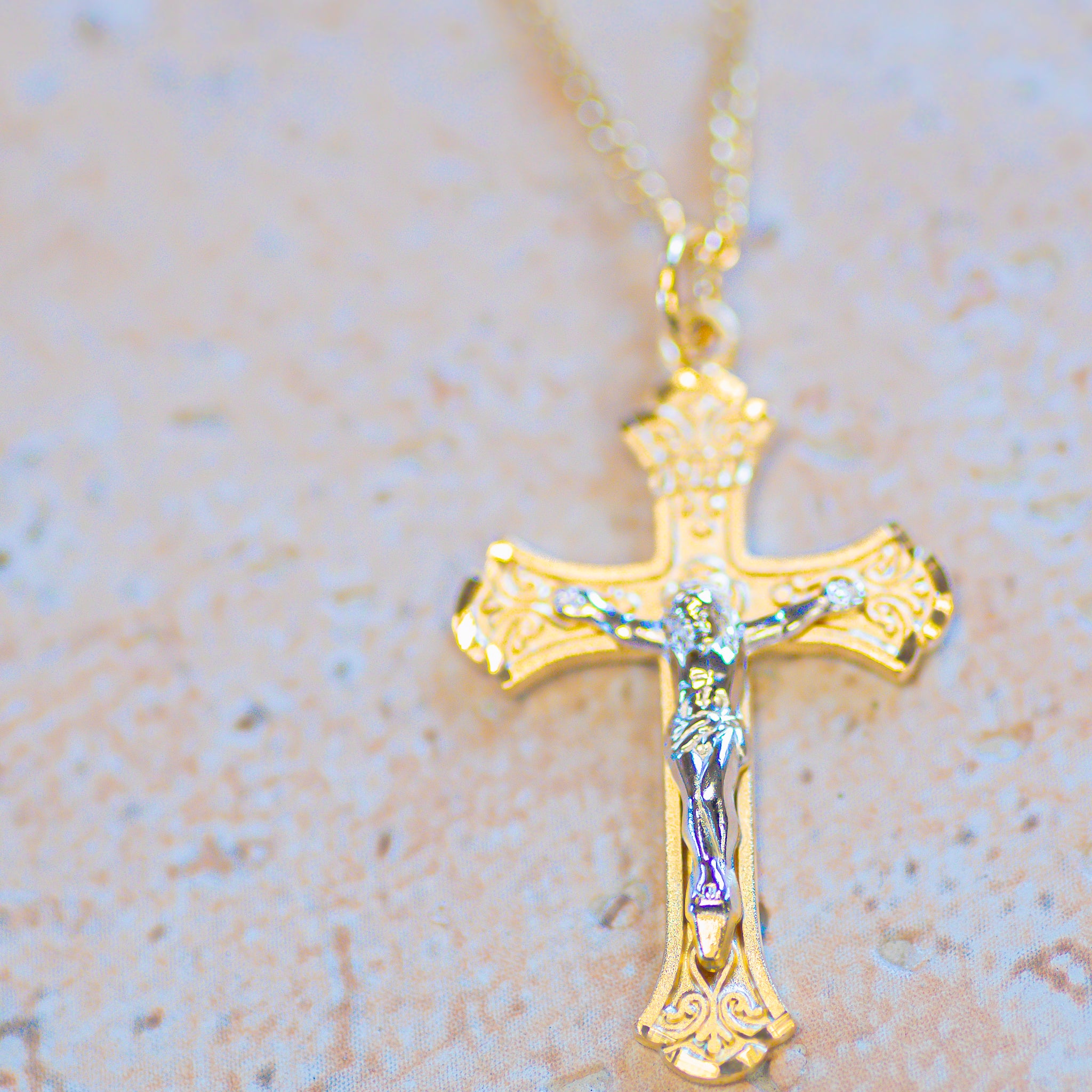 Sterling Silver and Gold Two-Tone Crucifix