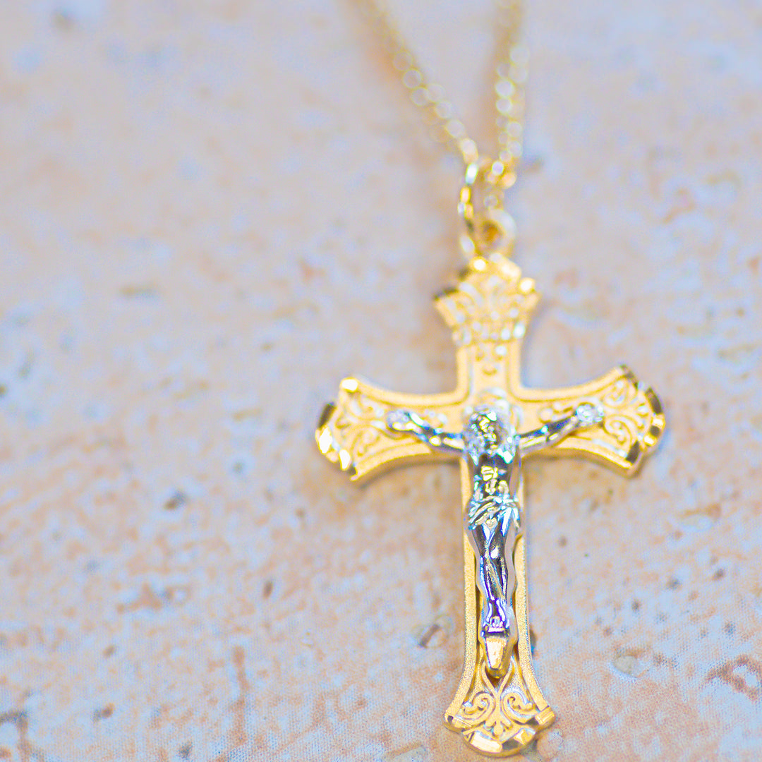 Sterling Silver and Gold Two-Tone Crucifix