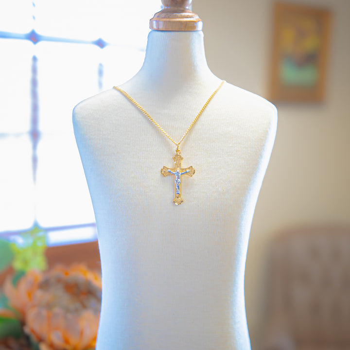 Sterling Silver and Gold Two-Tone Crucifix