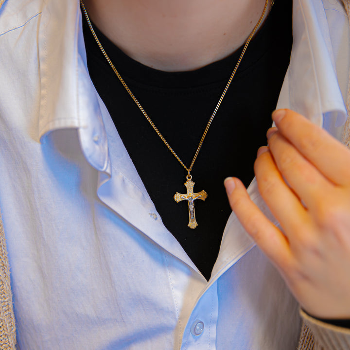 Sterling Silver and Gold Two-Tone Crucifix
