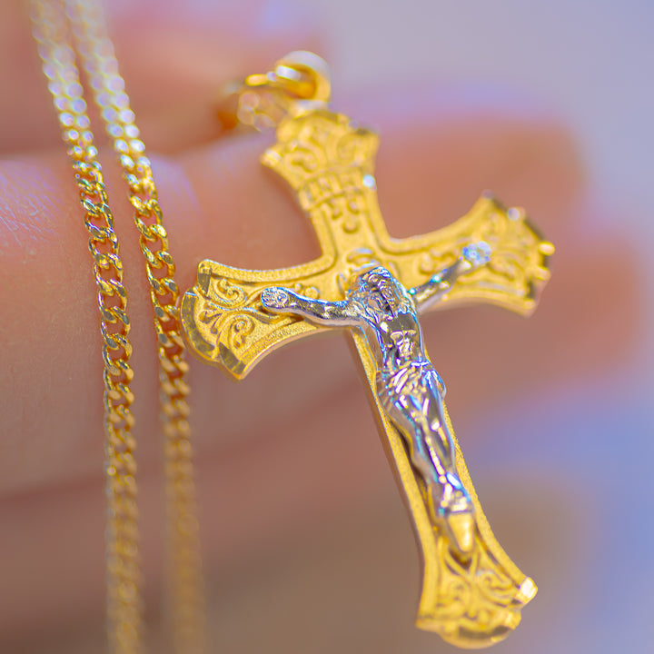 Sterling Silver and Gold Two-Tone Crucifix