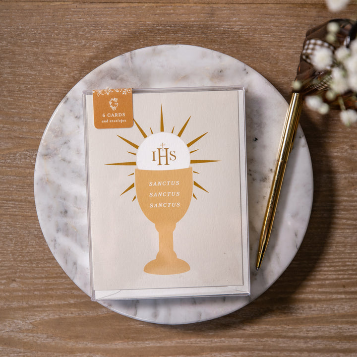 Boxed Card Set - Sanctus Chalice IHS - 6pc