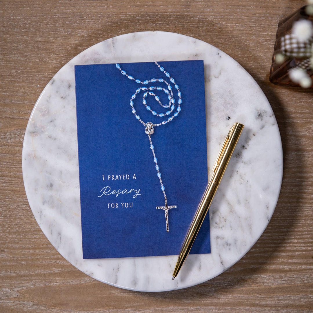 Card - I Prayed a Rosary for You - Blue
