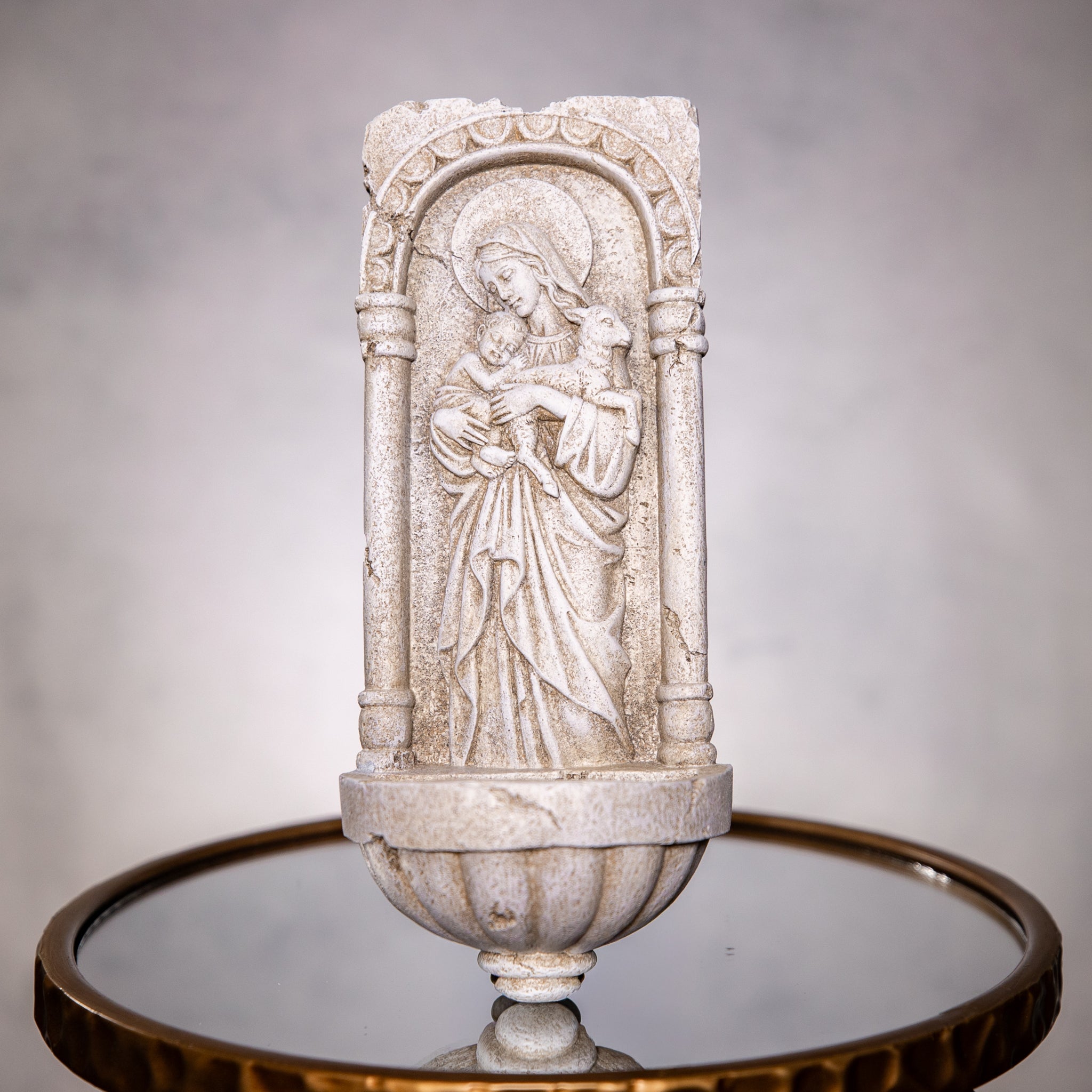Holy Water Font - Innocence - 10.25" - Cement Finish Resin