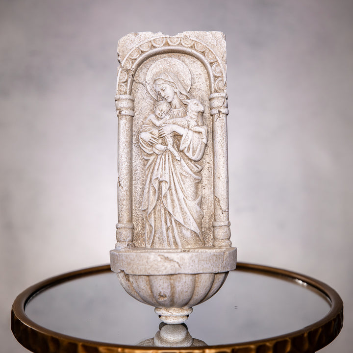 Holy Water Font - Innocence - 10.25" - Cement Finish Resin