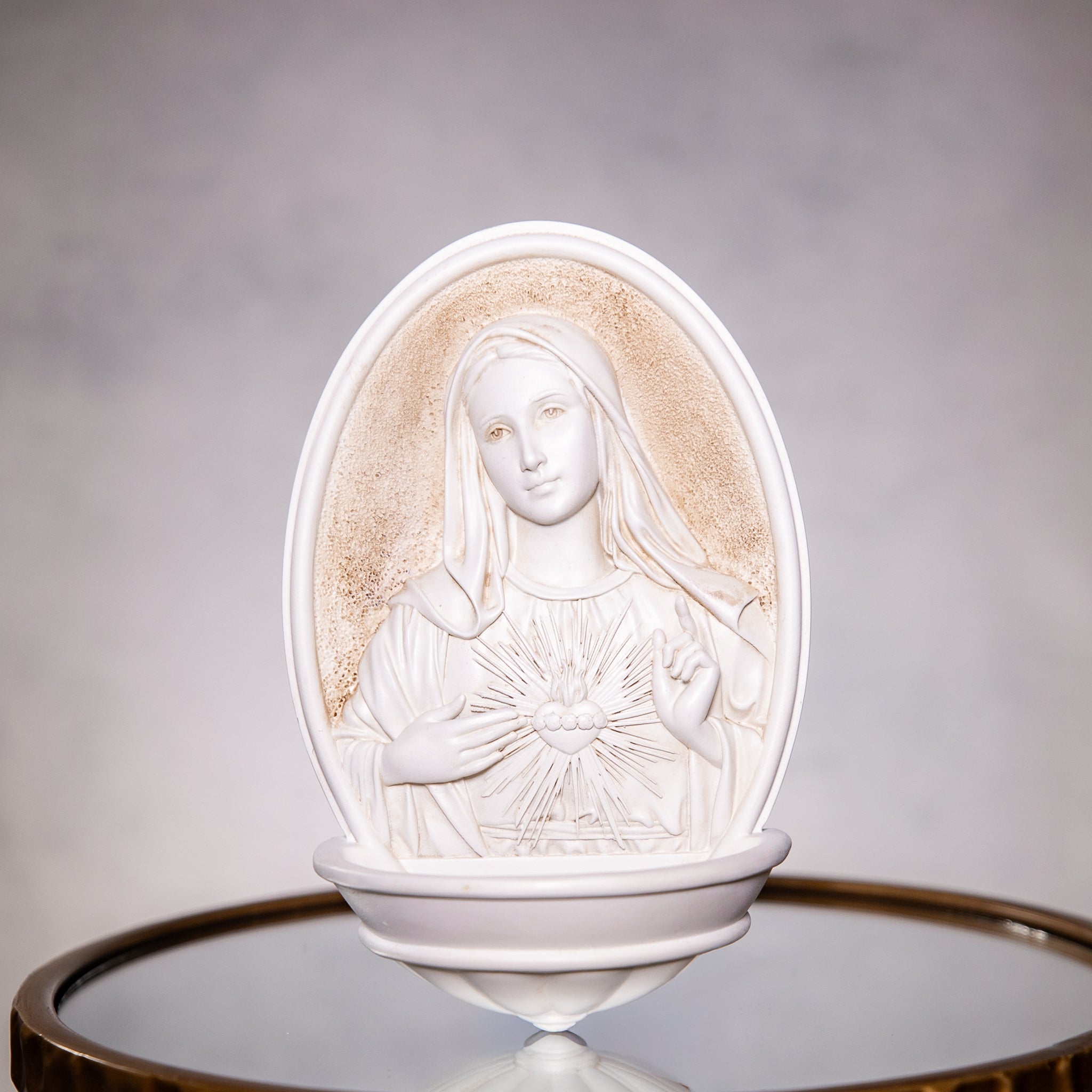 Holy Water Font - IHM - Resin/Stone Mix - 8"