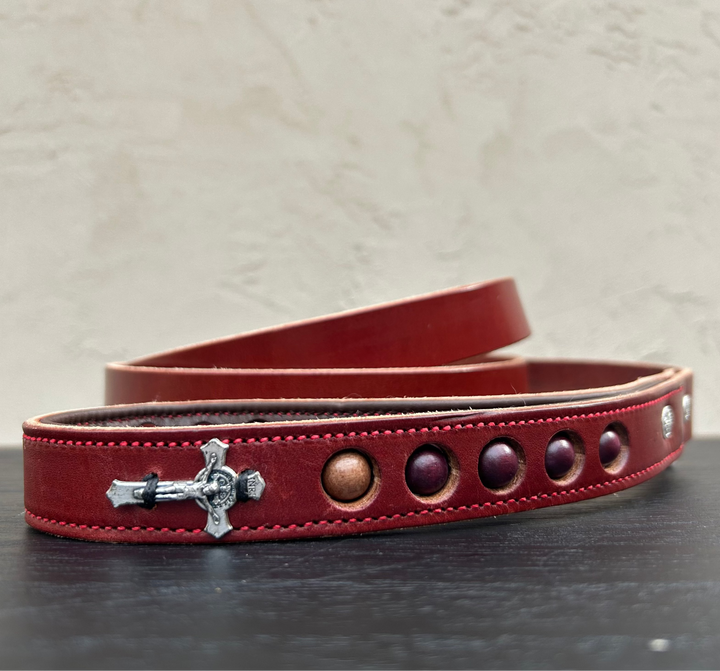 Leather St. Benedict Rosary Leash for Medium to Large Dogs