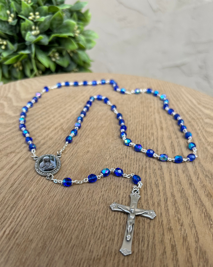 Mother of the Unborn Rosary - Sapphire Blue September Stone