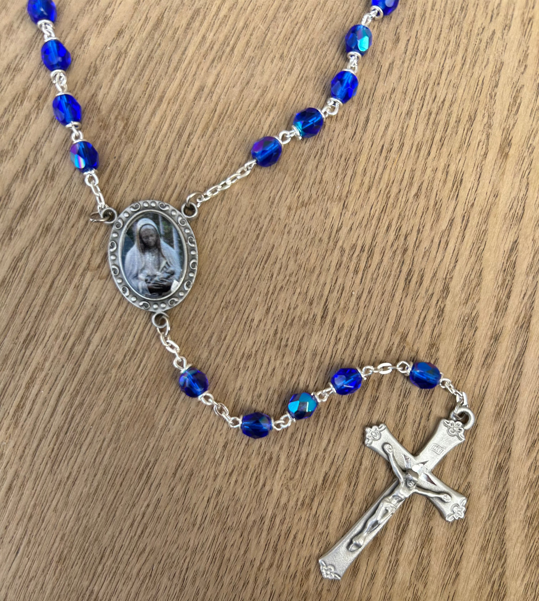 Mother of the Unborn Rosary - Sapphire Blue September Stone