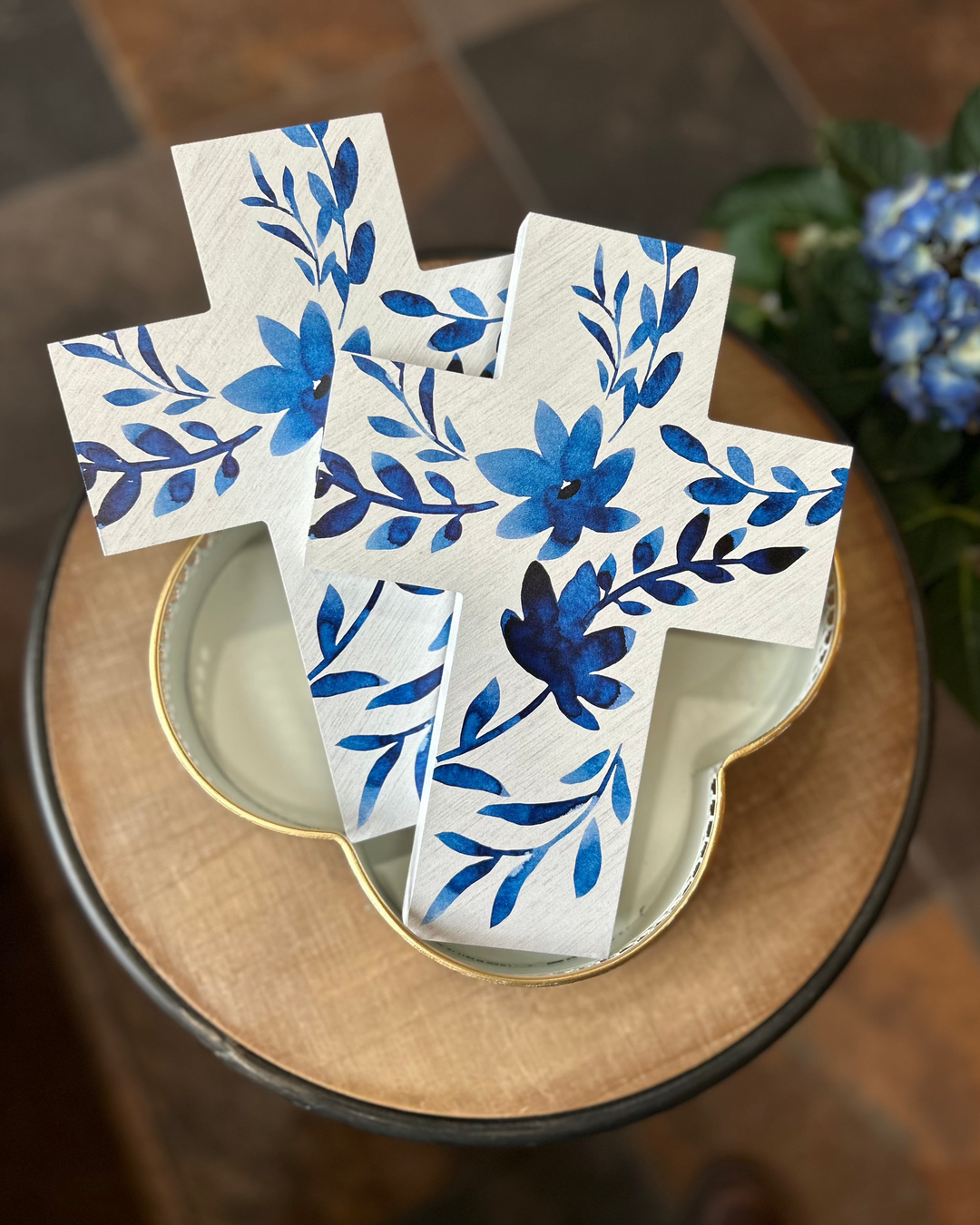 Blue Floral Cross