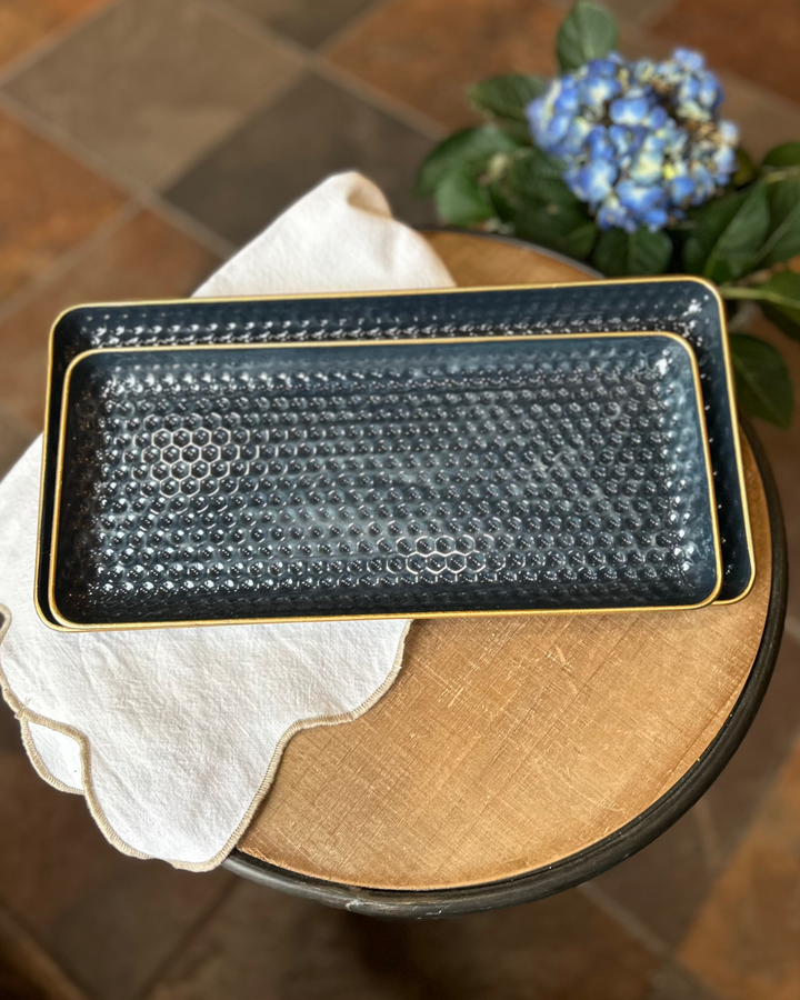 Blue Embossed Tray Set