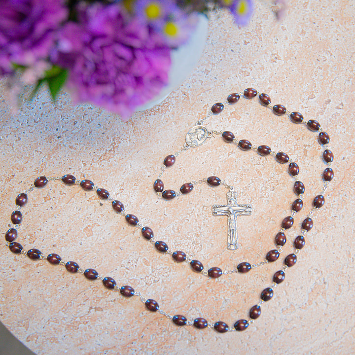 Brown Wood Trinity Rosary