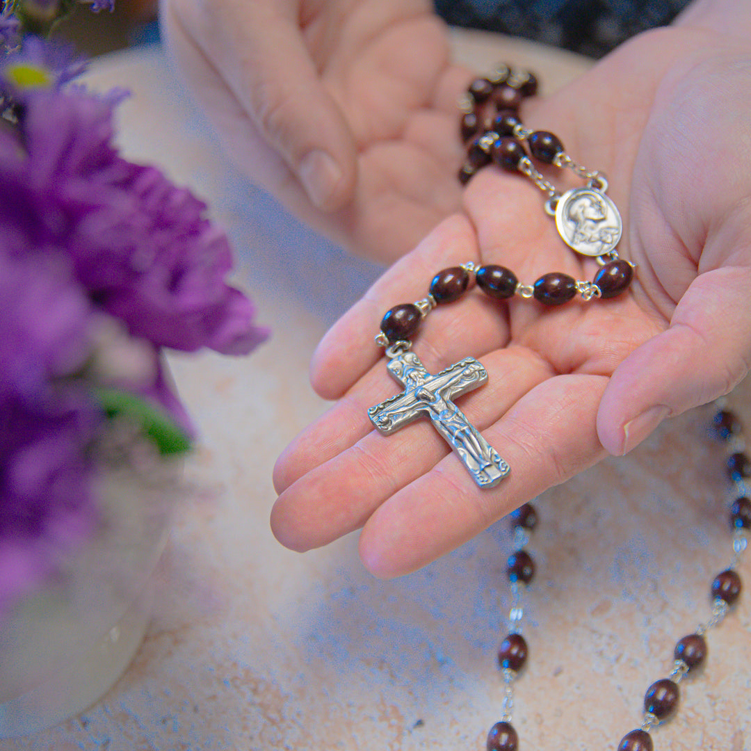 Brown Wood Trinity Rosary