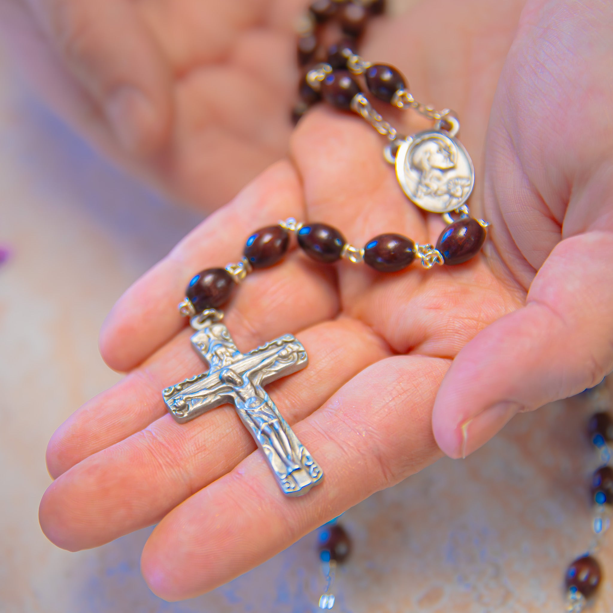 Brown Wood Trinity Rosary