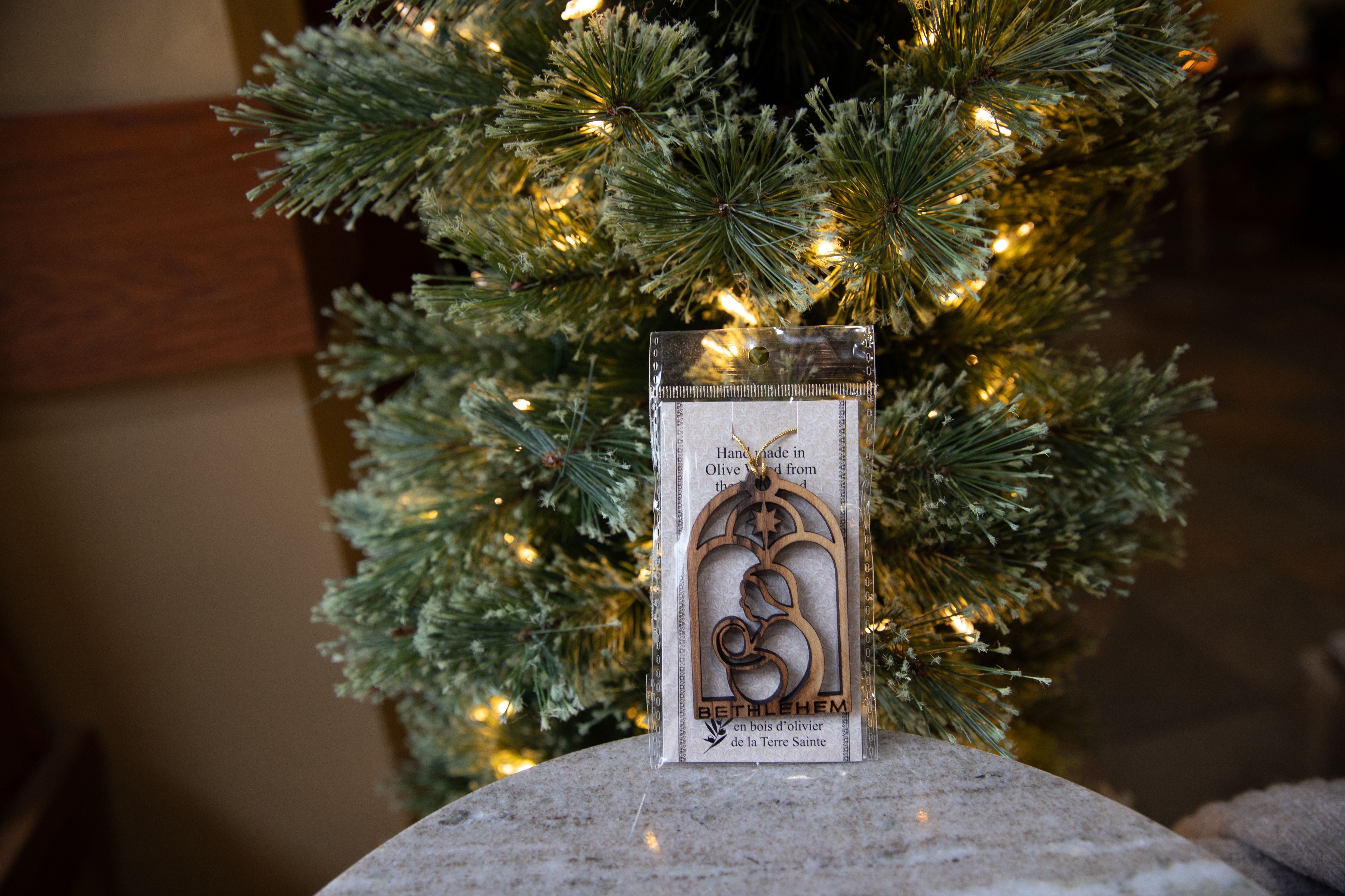 Mary and Baby Jesus Olivewood Ornament