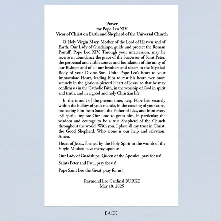 Prayer for Pope Leo XIV by Cardinal Burke