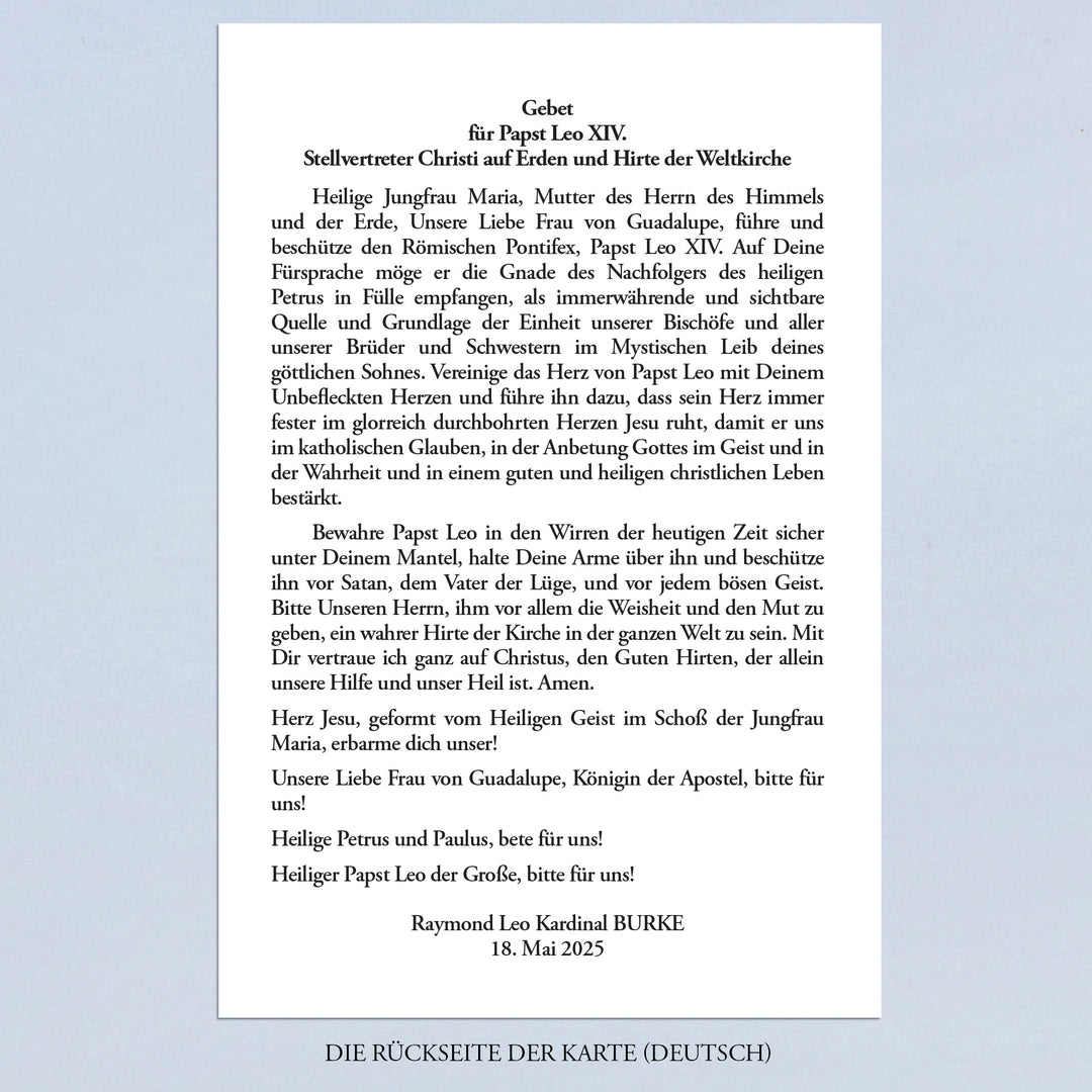Prayer for Pope Leo XIV by Cardinal Burke