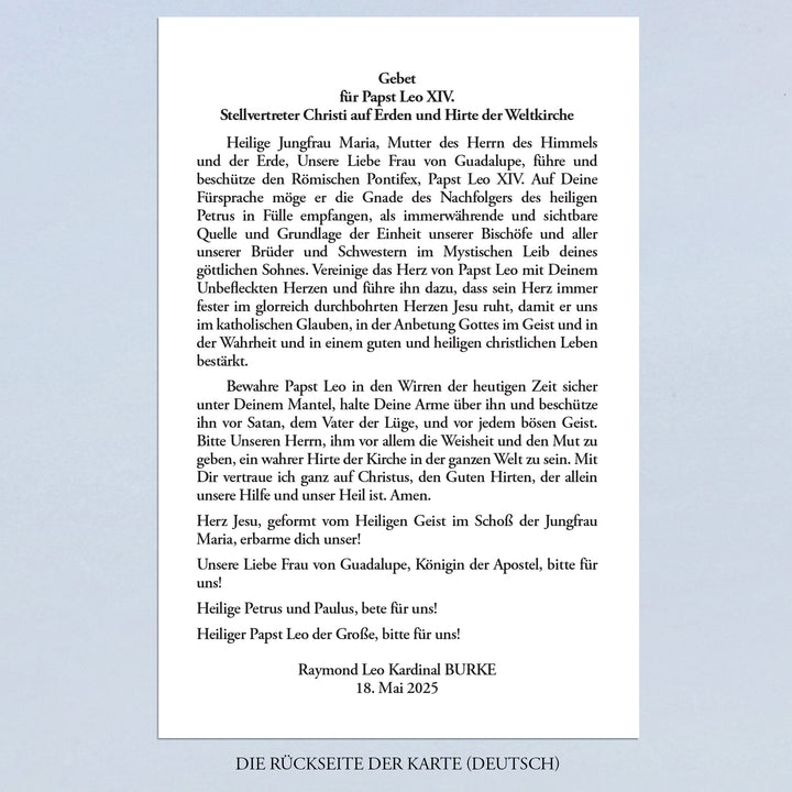 Prayer for Pope Leo XIV by Cardinal Burke