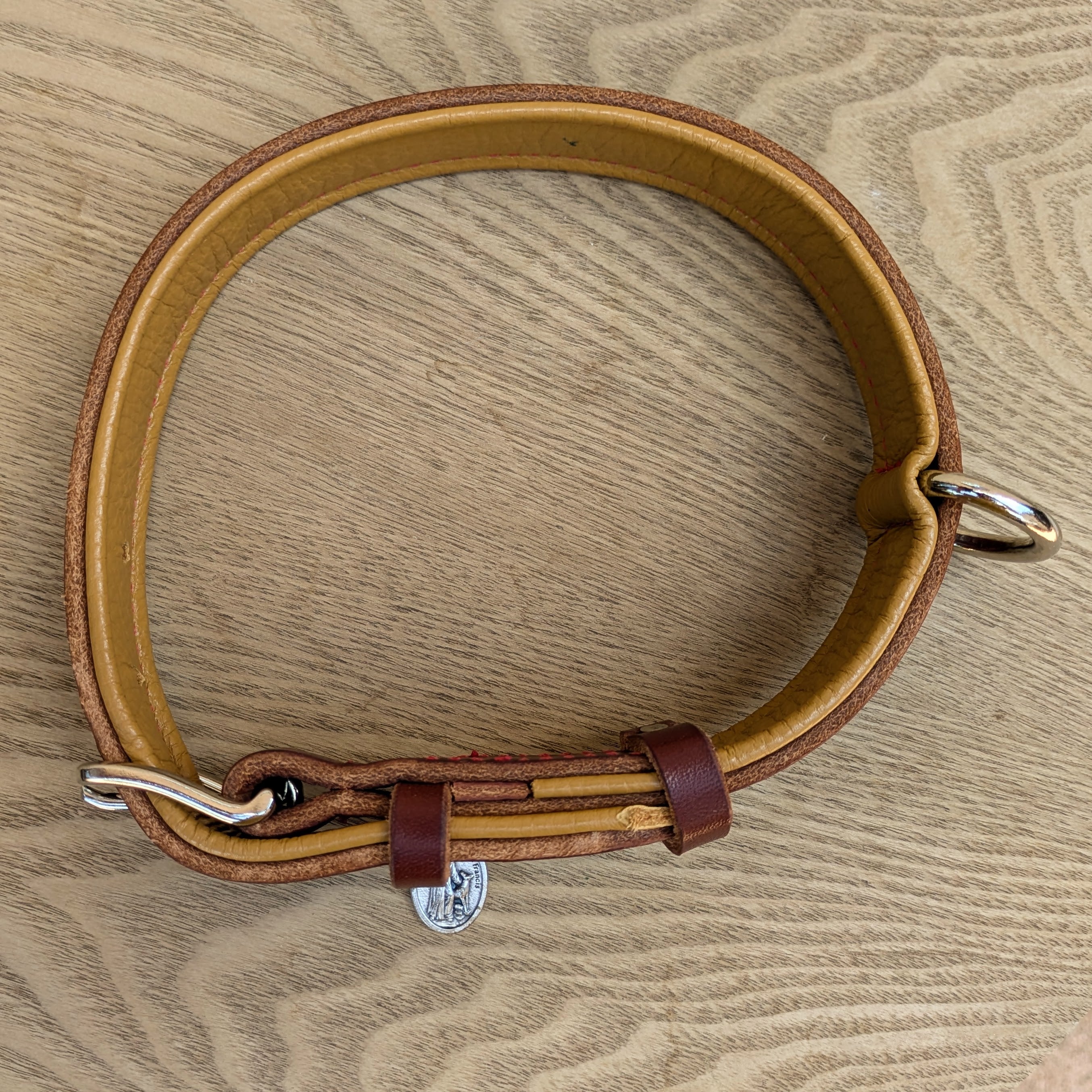St. Dominic Leather Dog Collar w/Holy Medal