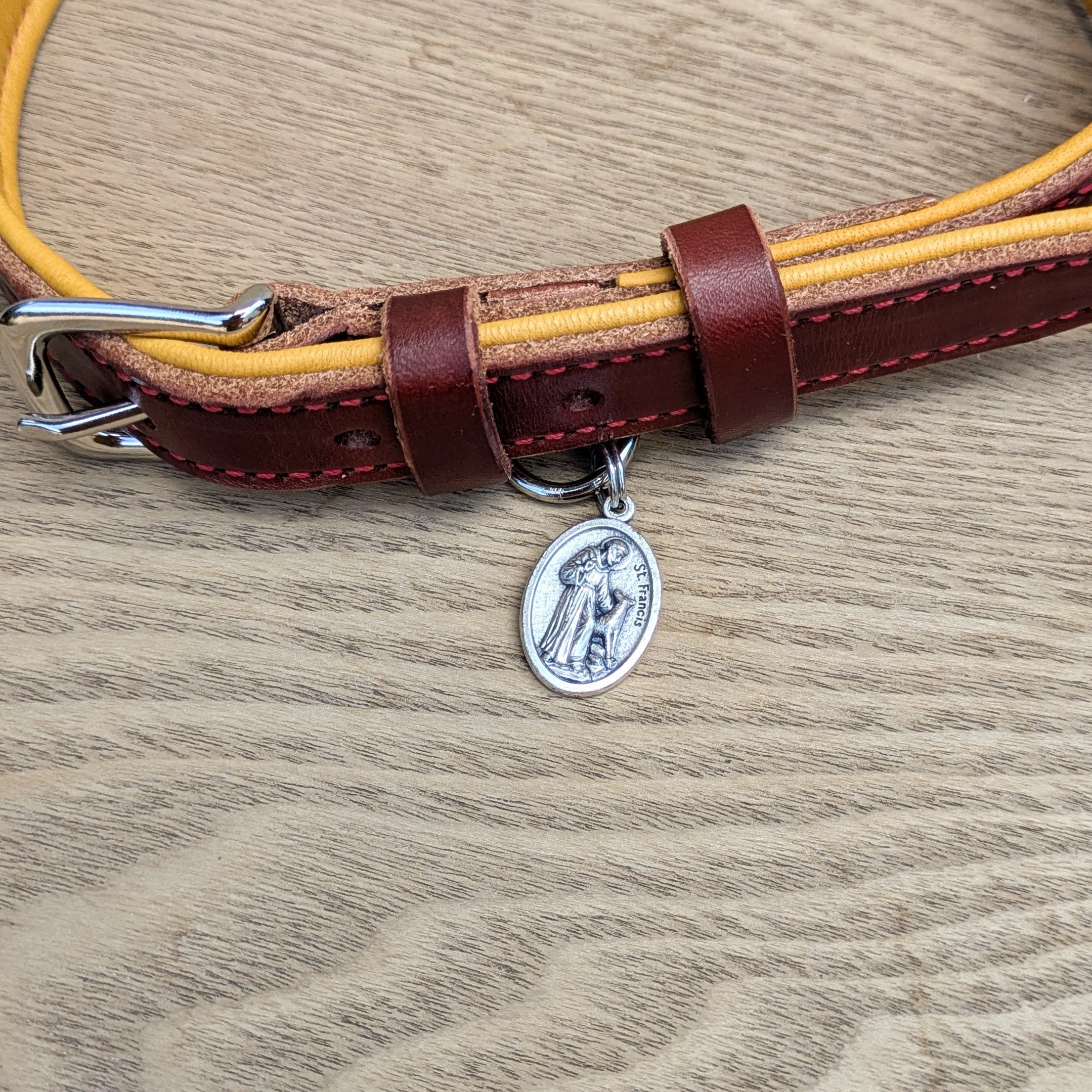 St. Dominic Leather Dog Collar w/Holy Medal