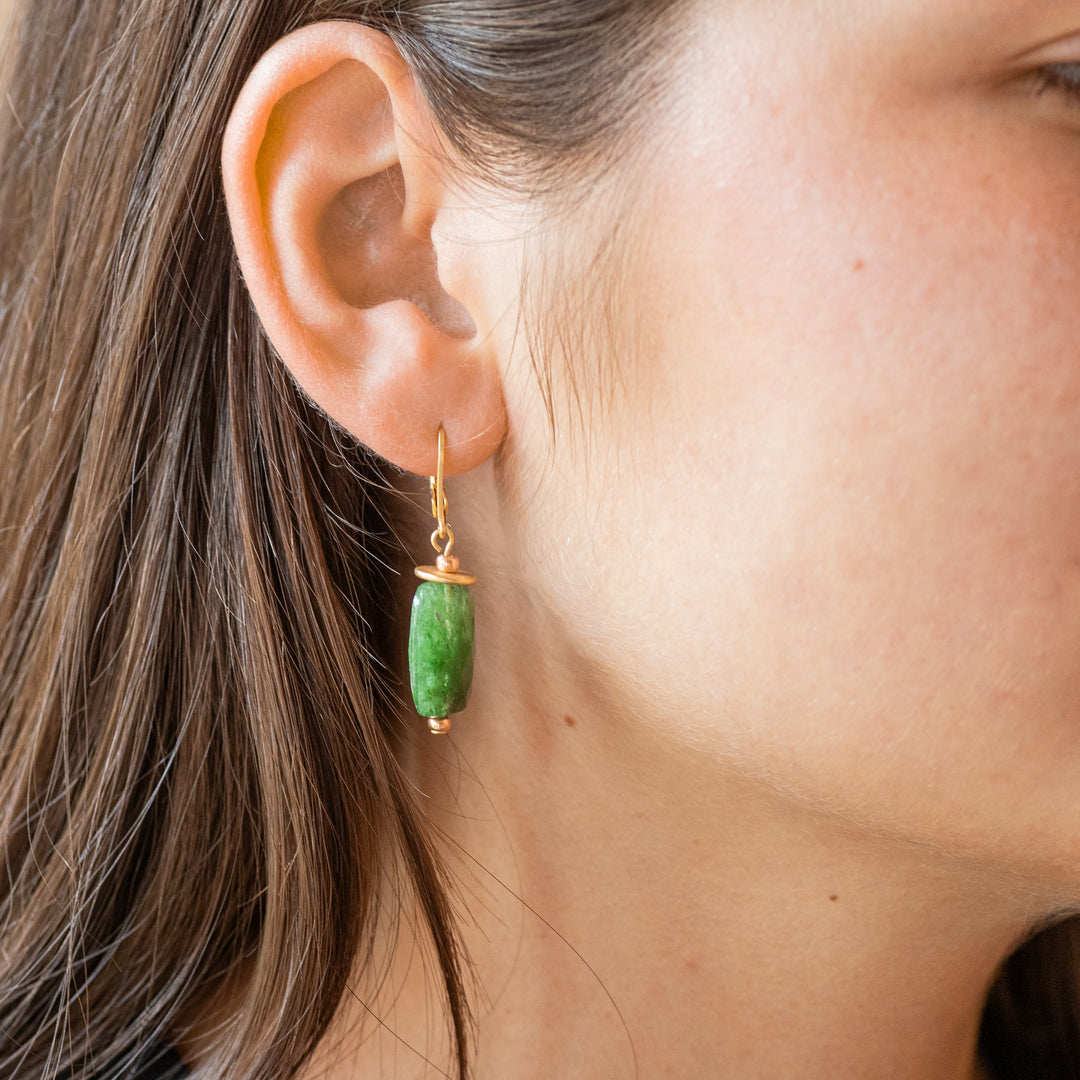 Green Moss Agate Matte Earrings