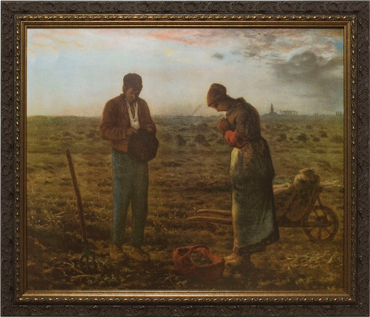 Picture - The Angelus - Ornate Dark Frame - by Jean Francois Millet - 8x10