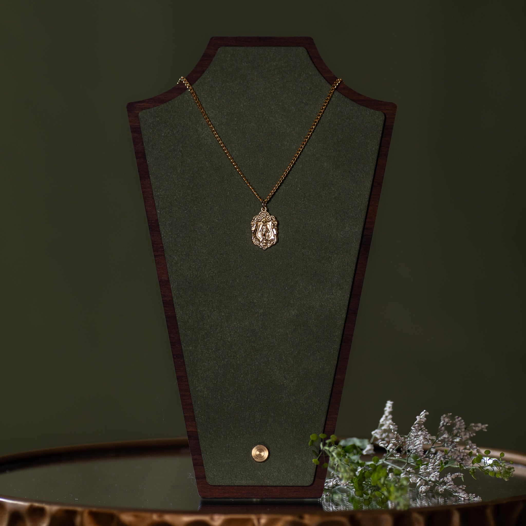 Pendant - MM - 16k Gold over Sterling - 18" Gold Plated Curb Chain